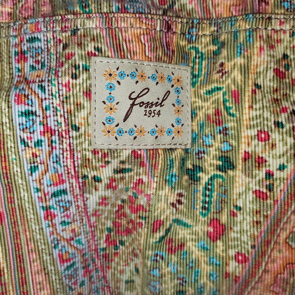 Vintage Fossil Pastel Paisley Fabric Messenger Bag - Picture 4 of 8